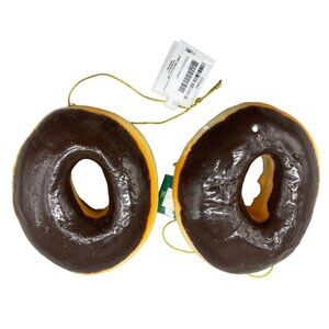 Kurt Adler sweet scoops chocolate donut ornaments set of 2 squishy 3.5" READ NEW